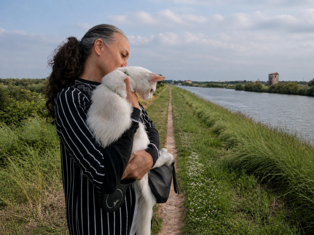 Monica Whitewillow e Maine Coon sul delta del po
